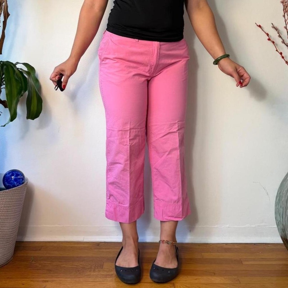 Jones New York Sport Pink Capri Pants Petite 12 Y2K Wide Leg Cotton Trousers